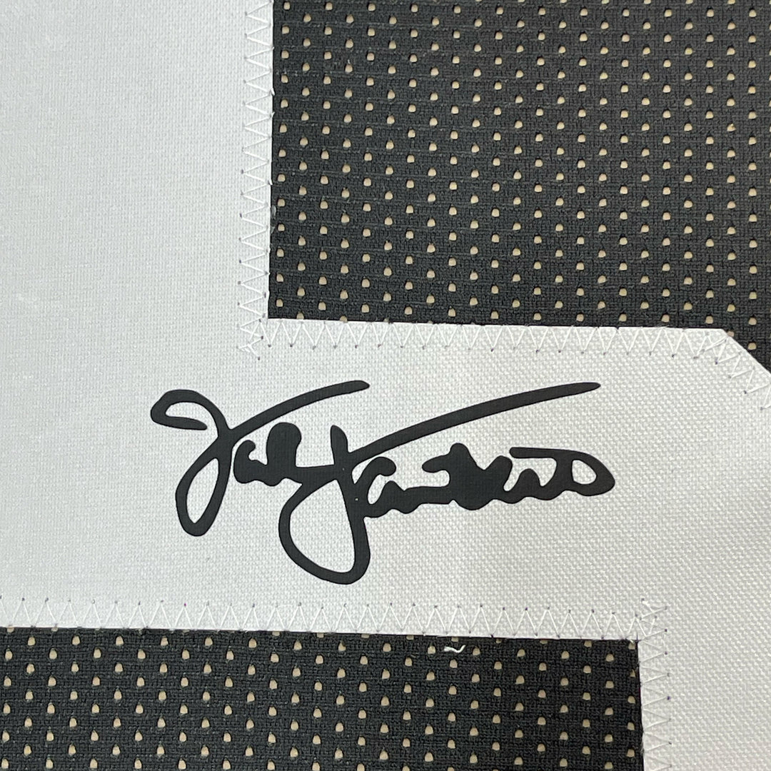 Framed Facsimile Autographed Jack Lambert 33x42 Black Reprint Laser Auto Jersey