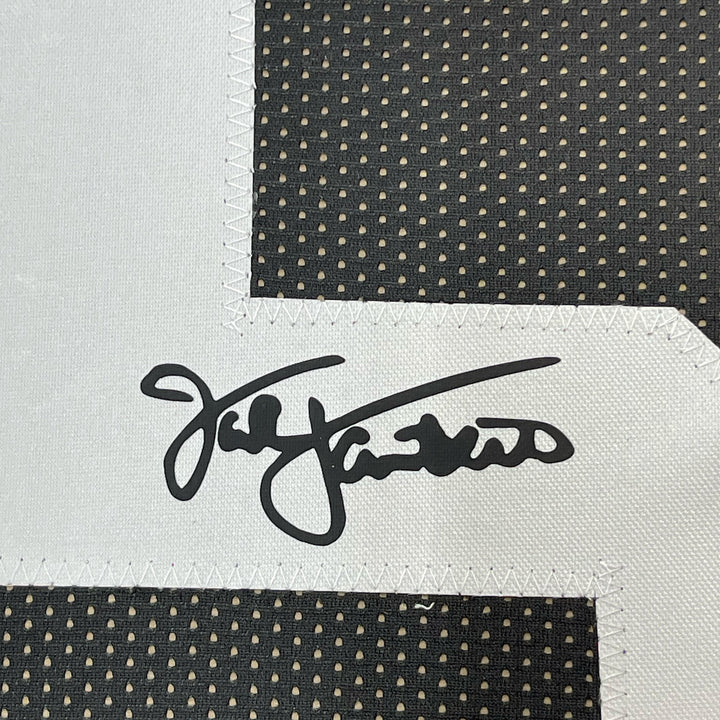 Framed Facsimile Autographed Jack Lambert 33x42 Black Reprint Laser Auto Jersey