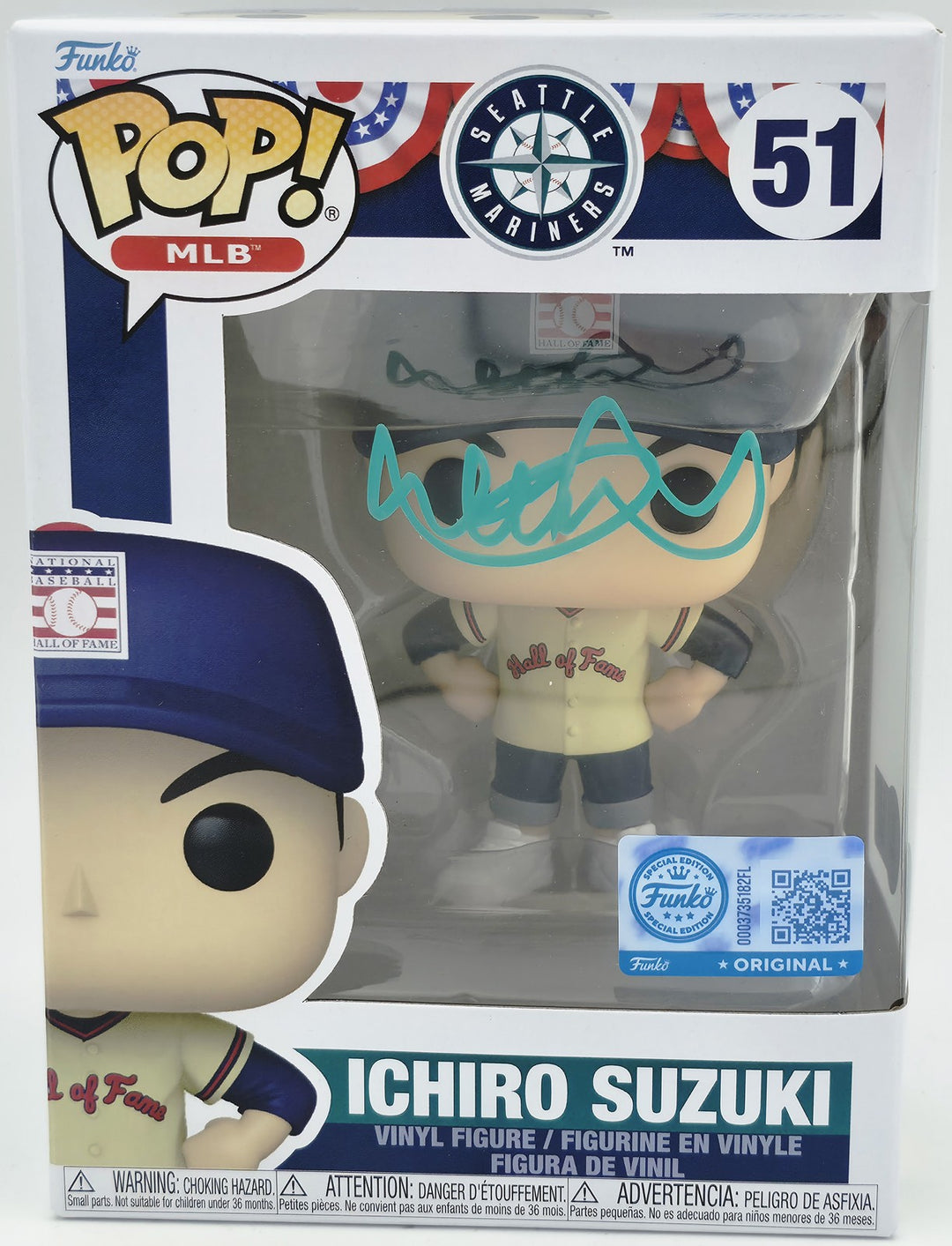 Ichiro Suzuki Signed HOF Funko Pop #51 Seattle Mariners IS Holo & Beckett Wit