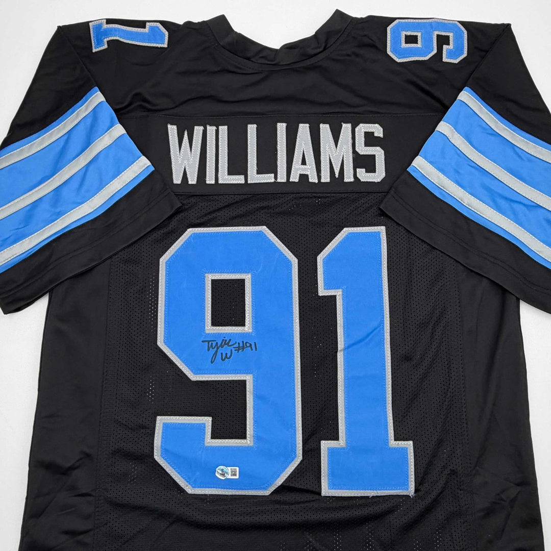 Autographed/Signed Tyleik Williams Detroit Black Jersey Beckett BAS COA