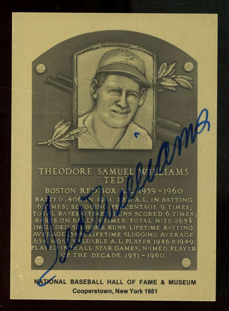 Ted Williams JSA Loa Signed Bronze Metallic Hall of Fame Plaque Autograph