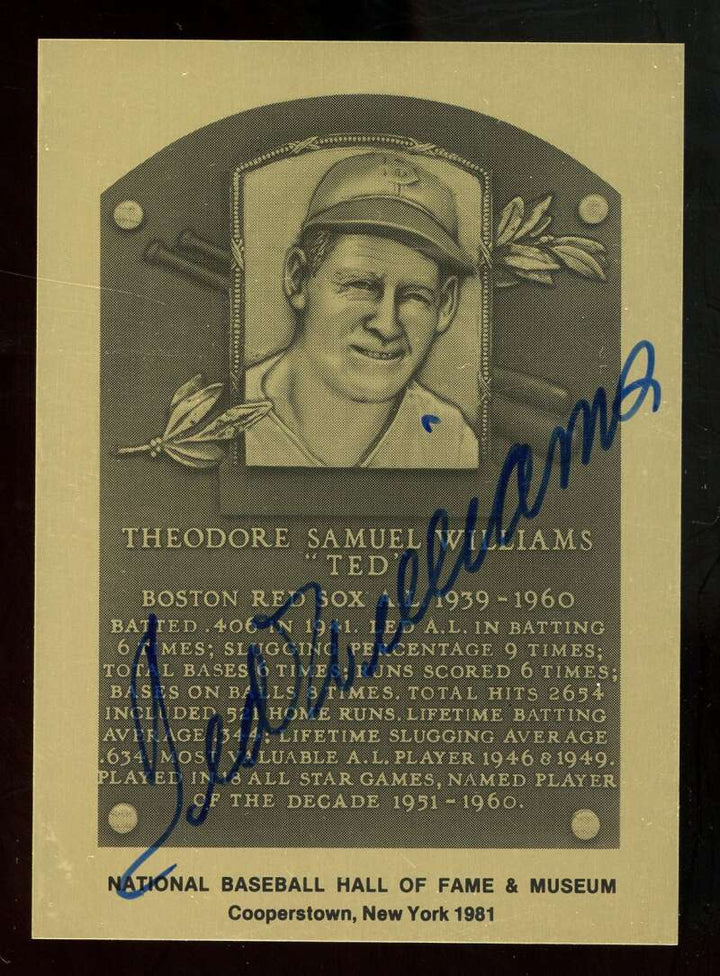 Ted Williams JSA Loa Signed Bronze Metallic Hall of Fame Plaque Autograph