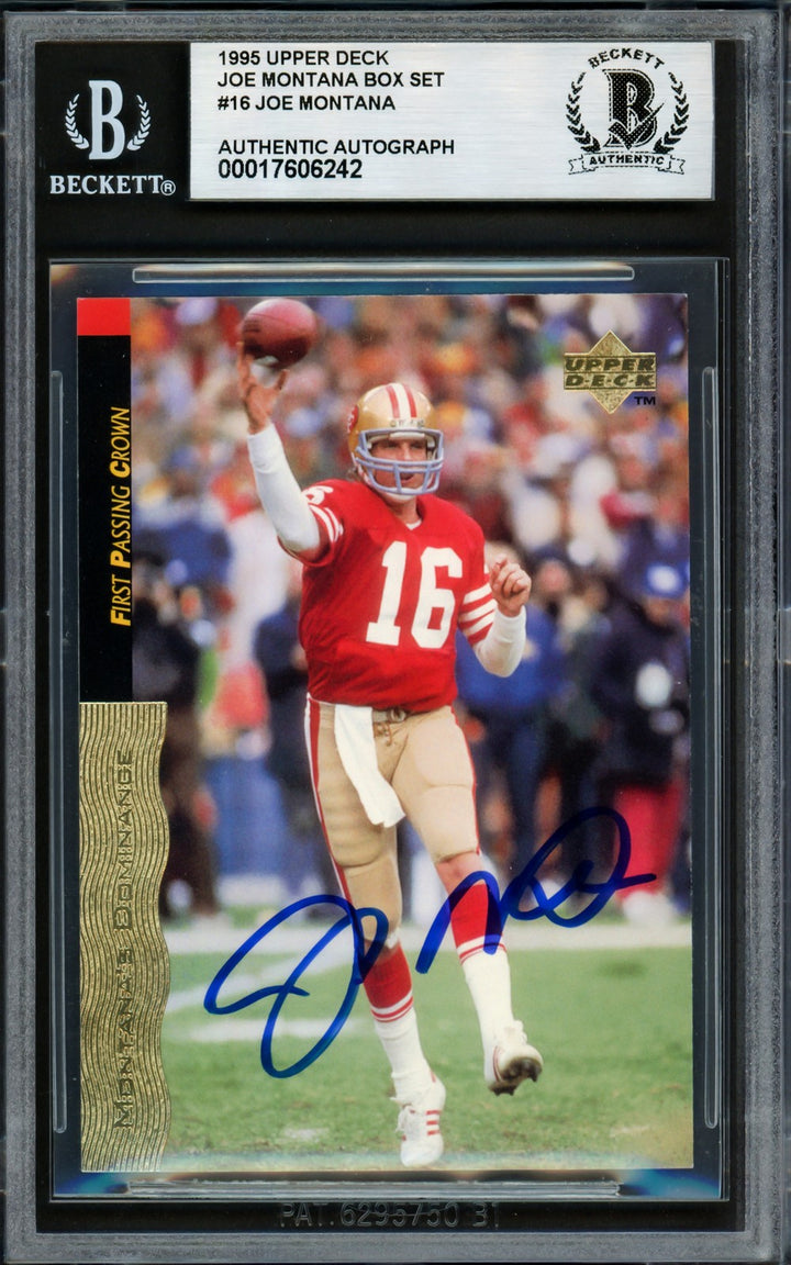 Joe Montana Signed 1995 Upper Deck Card 16 San Francisco 49ers Beckett #17606242