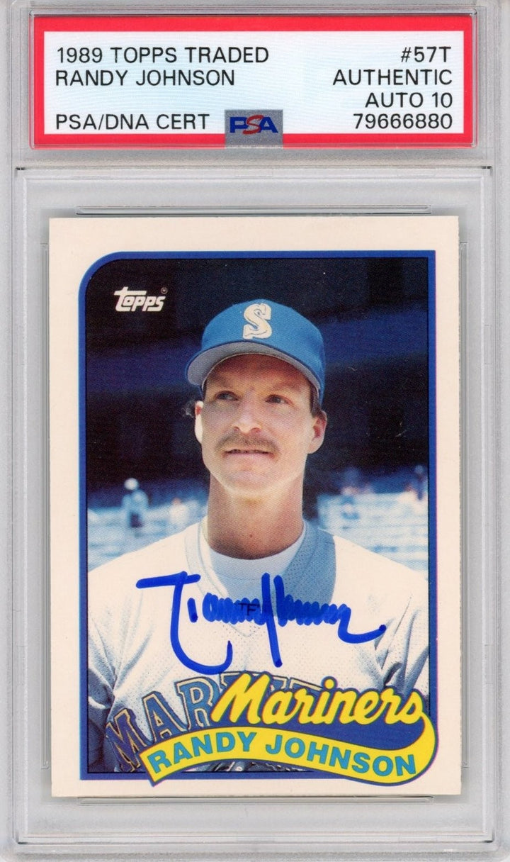 Graded 1989 Topps Traded Randy Johnson #57T Rookie Card PSA 10 Auto