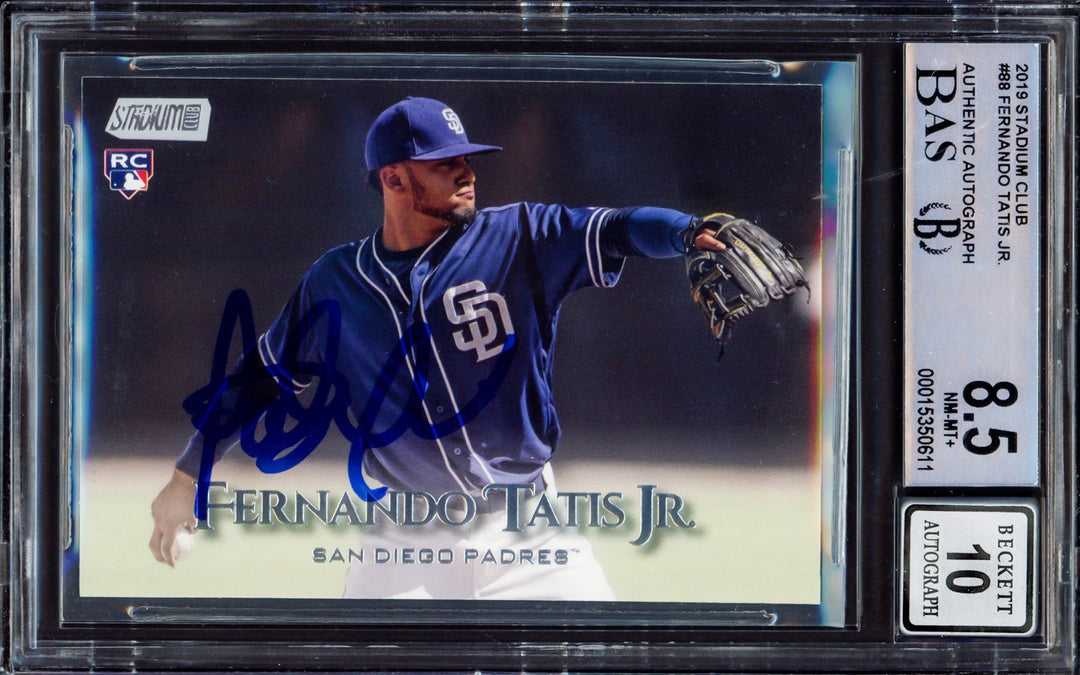 Fernando Tatis Jr. Signed 2019 Topps Stadium RC 88 Padres BGS 8.5 Sig 10 Beckett