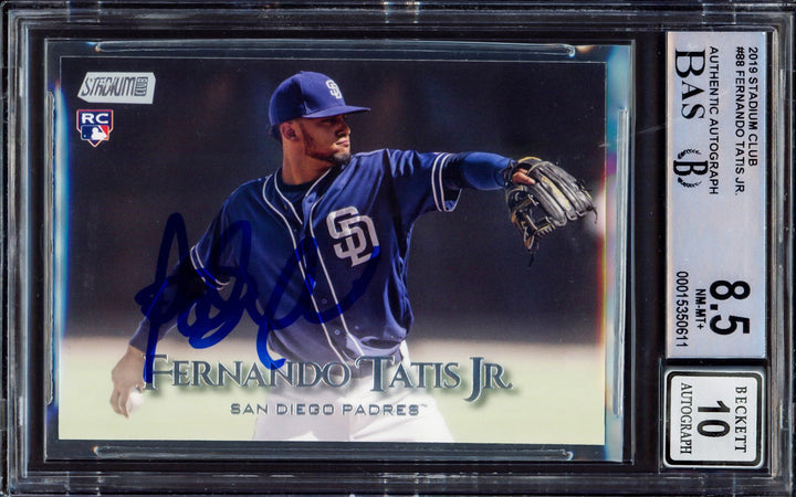 Fernando Tatis Jr. Signed 2019 Topps Stadium RC 88 Padres BGS 8.5 Sig 10 Beckett
