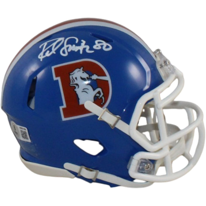 Rod Smith Autographed Denver Broncos TB 75-96 Mini Helmet Beckett Witness 56378