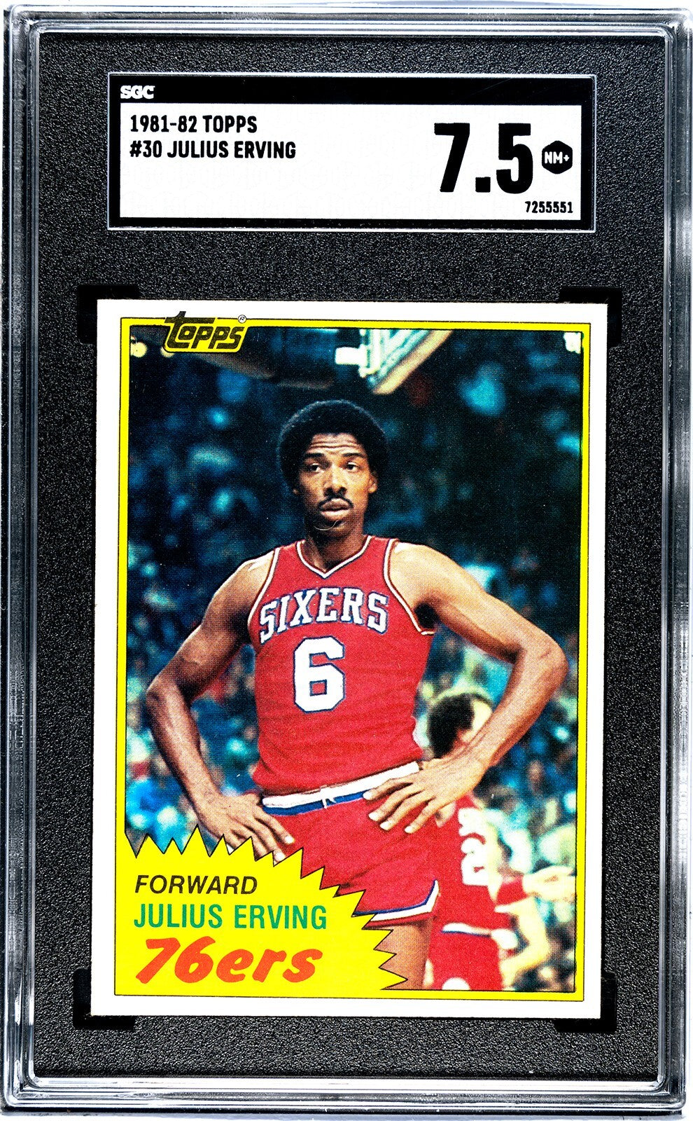 Julius "Dr. J" Erving 1981-82 Topps Card #30- SGC Graded 7.5 NM+ (76ers/HOF)