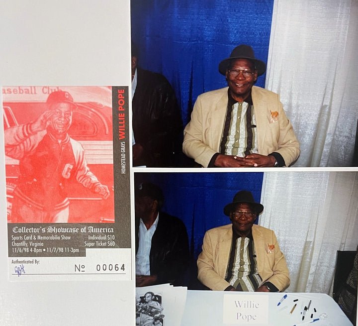 Willie Pope signed Homestead Grays Negro League 8x10 Photo- COA/Show Ticket