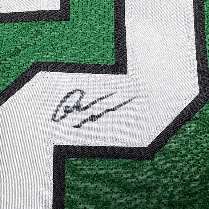 Framed Autographed/Signed Quinyon Mitchell 35x39 Kelly Green Jersey JSA COA