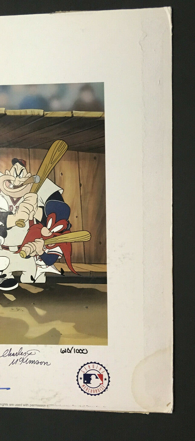 Pete Rose Eddie Murray Rod Carew signed 3000 hit Looney Tunes litho 3 auto COA