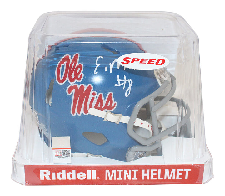 Elijah Moore Autographed Ole Miss Rebels Speed Mini Helmet Beckett 39663