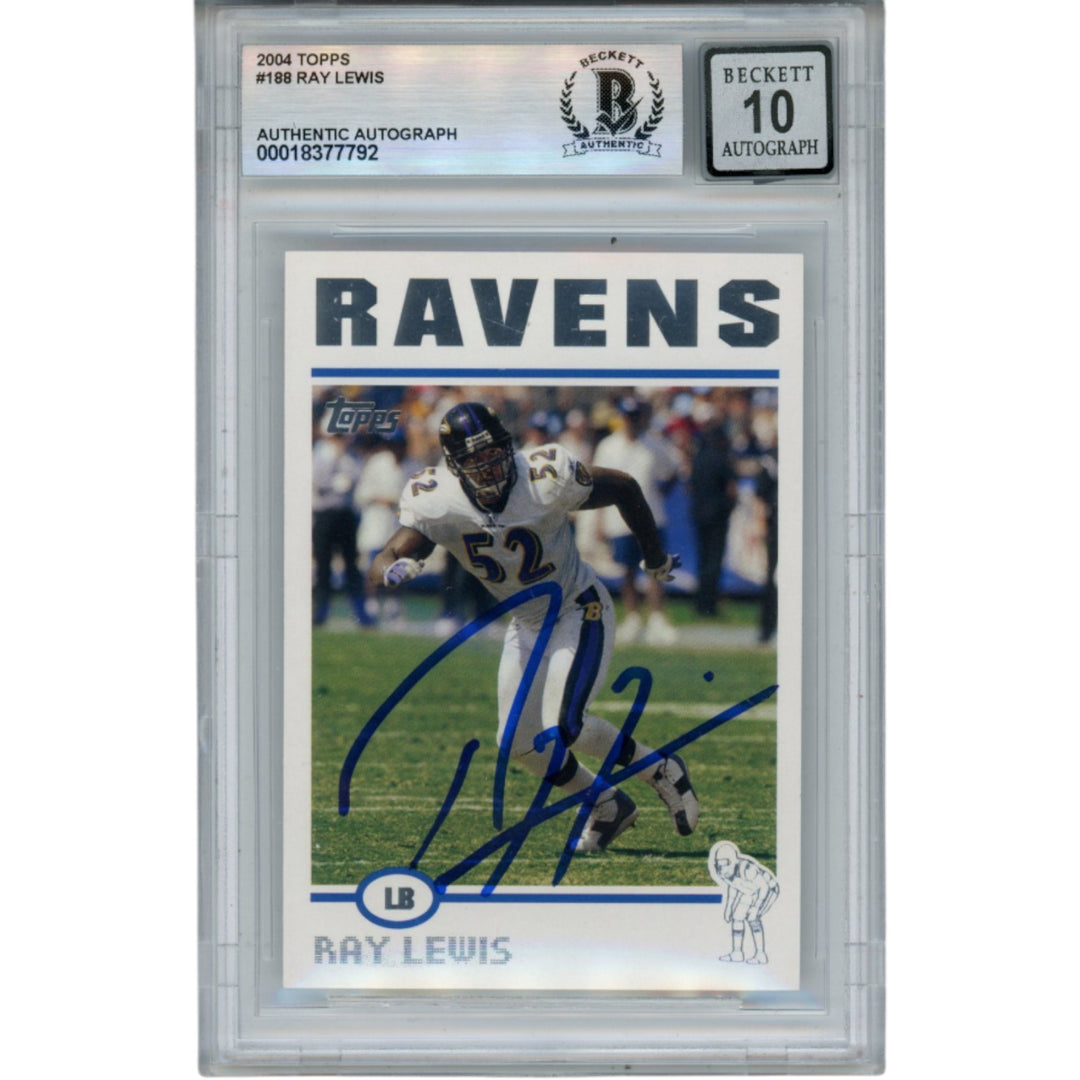Ray Lewis Autographed/Signed 2004 Topps #188 Trading Card Beckett 52955