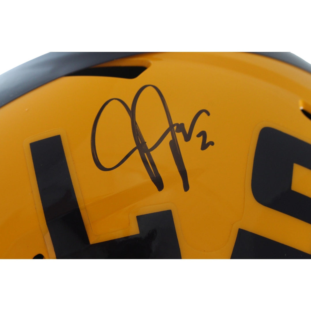 Justin Jefferson Autographed LSU Tigers F/S Yellow Helmet Beckett Witness 57900