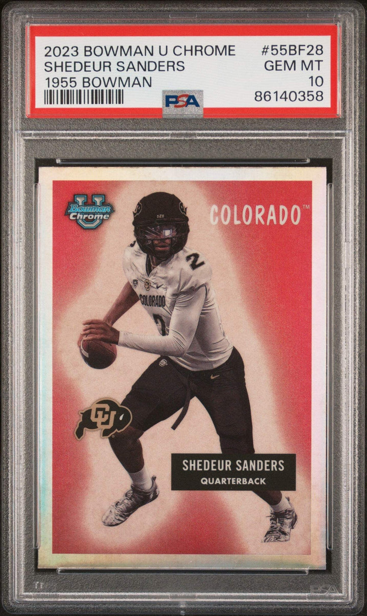 Graded 2023 Topps Bowman U Shedeur Sanders #55BF28 1955 RC Football Card PSA 10
