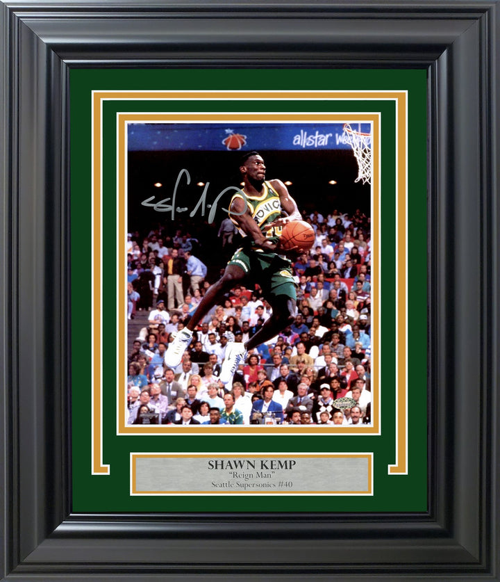 Shawn Kemp Signed Framed 8x10 Photo Supersonics Slam Dunk Contest MCS Holo