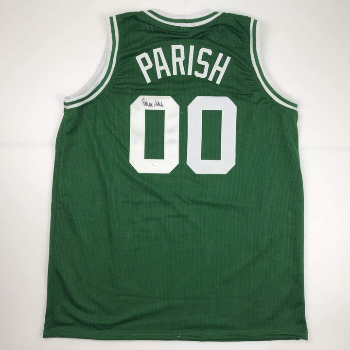 Autographed/Signed Robert Parish Boston Green Jersey JSA COA Holo