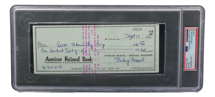 Stan Musial St. Louis Cardinals Signed  Bank Check PSA/DNA 85025566