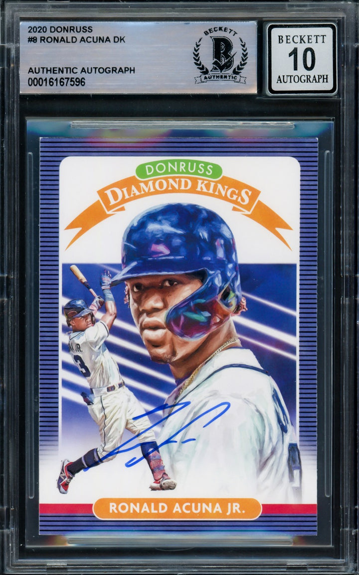 Ronald Acuna Jr. Signed 2020 Donruss Diamond Kings Card #8 Braves Auto 10
