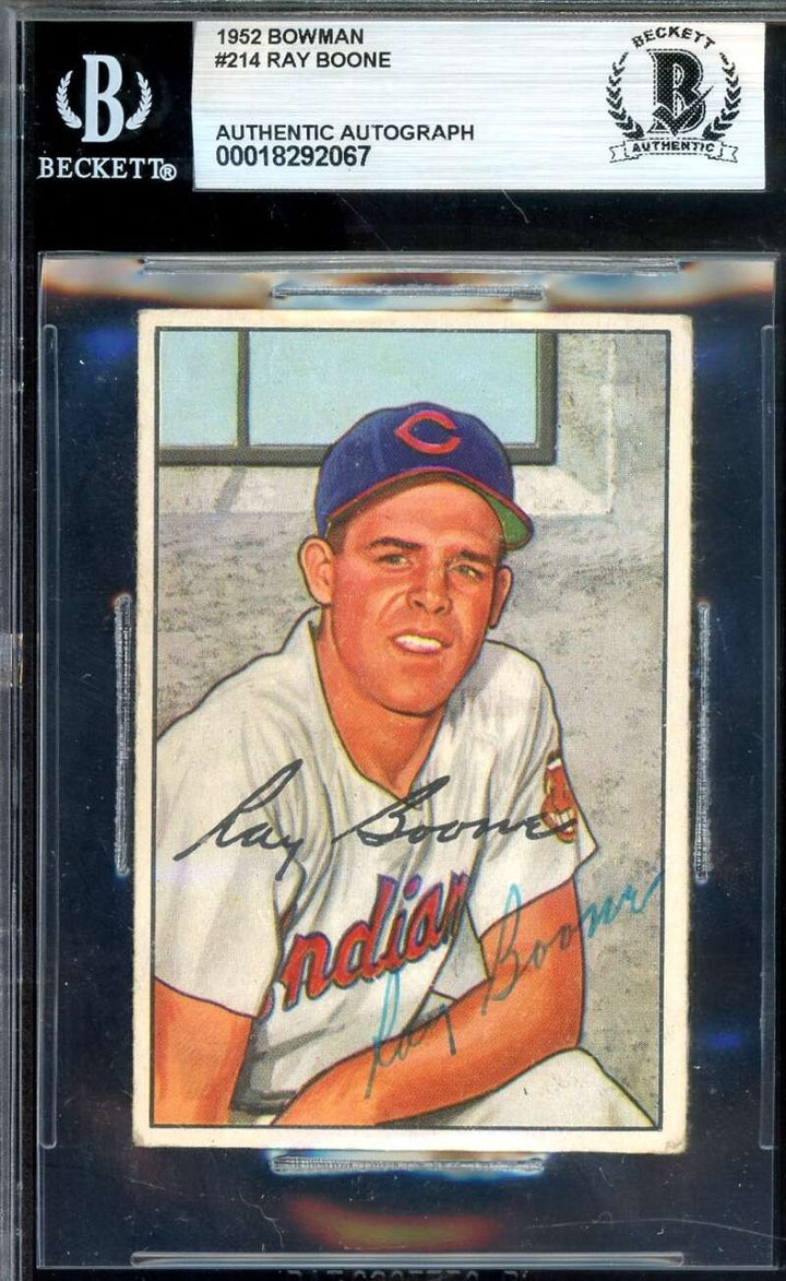 Ray Boone Beckett BAS Signed 1952 Bowman Autograph