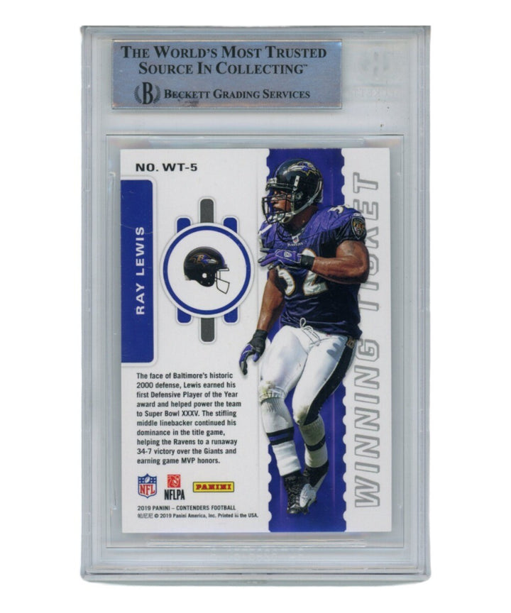 Ray Lewis Autographed/Signed 2019 Panini Contenders #WT-5 Beckett 39420
