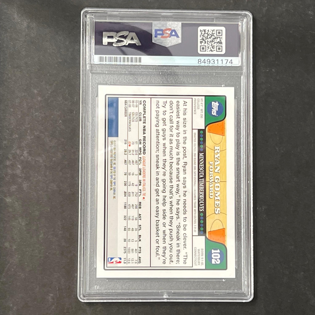 2008 Topps Basketball #108 Ryan Gomes Signed Card AUTO PSA Slabbed RC Timberwolv