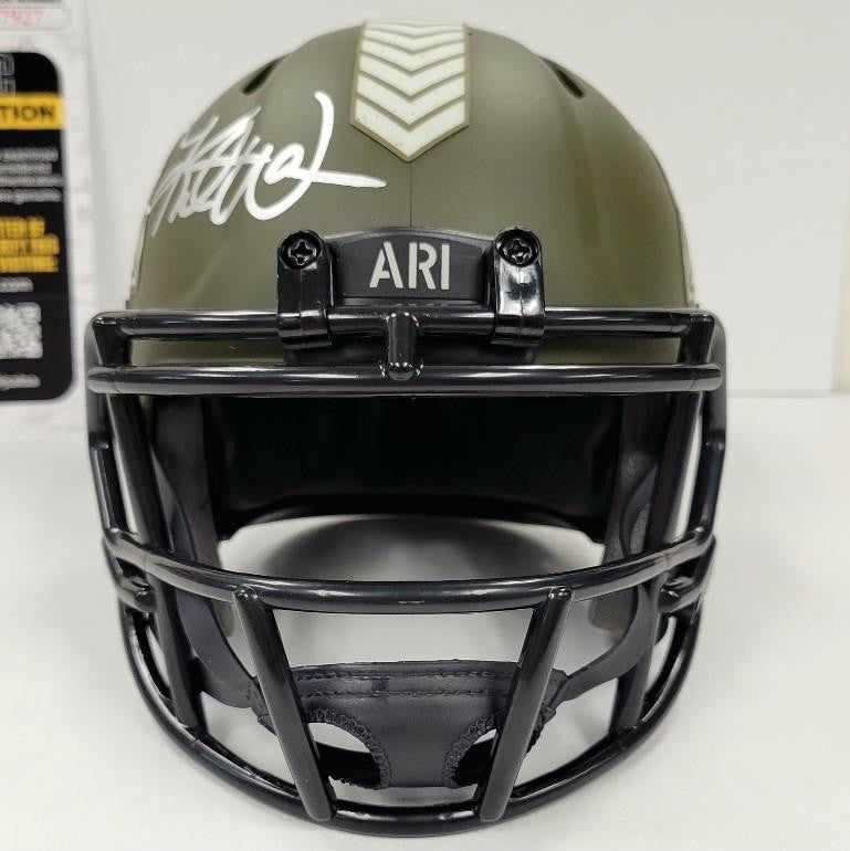 Kurt Warner signed Cardinals Salute to Service Mini Helmet autograph (B) JSA