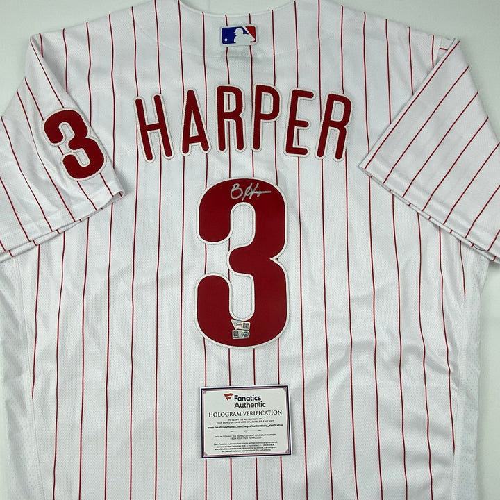 Signed Bryce Harper Phillies Pinstripe Authentic Jersey Fanatics COA