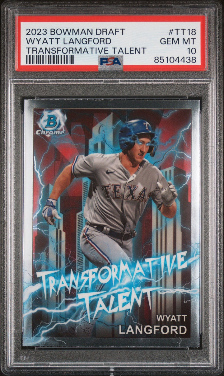 Graded 2023 Bowman Draft Wyatt Langford #TT18 Trans Talent Card PSA 10