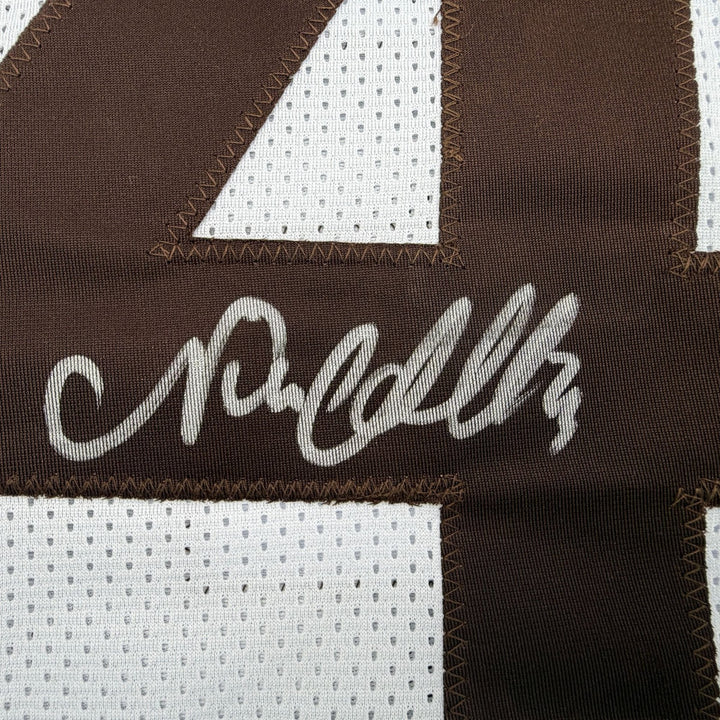 Autographed/Signed Nick Chubb Cleveland White Football Jersey Beckett COA