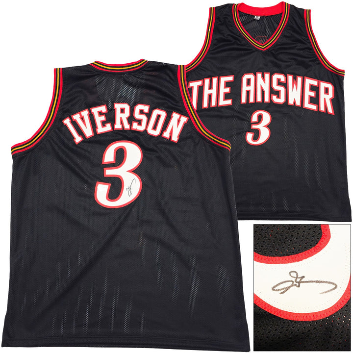 Philadelphia 76ers Allen Iverson Autographed Signed Black Jersey Beckett Wit