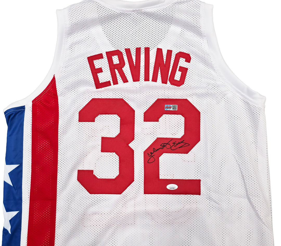 Julius Dr J Erving Signed Nets White Custom Jersey JSA Witness