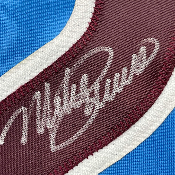 FRAMED Autographed/Signed MIKE SCHMIDT 33x42 Philadelphia Blue Jersey JSA COA
