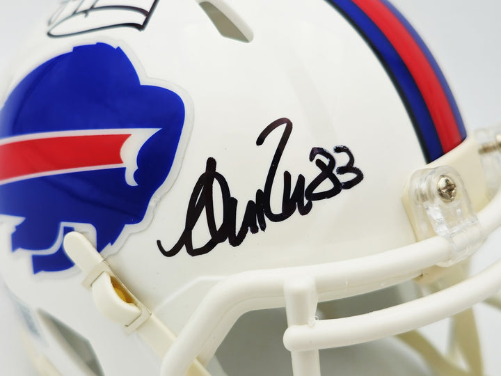Jim Kelly, Thurman Thomas Andre Reed Auto Bills Greats White Mini Helmet Beckett