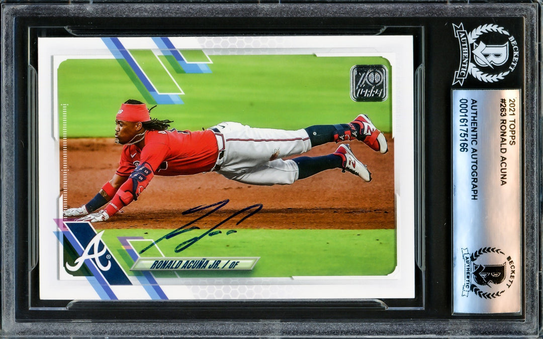 Ronald Acuna Jr. Signed 2021 Topps Card #263 Atlanta Braves Beckett #16175166