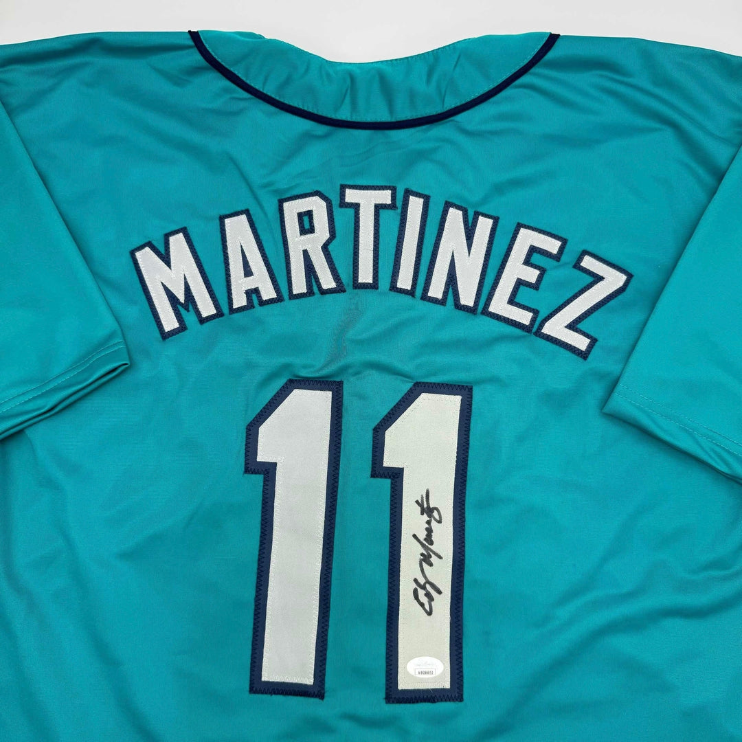 Autographed/Signed Edgar Martinez Seattle Teal Baseball Jersey JSA COA