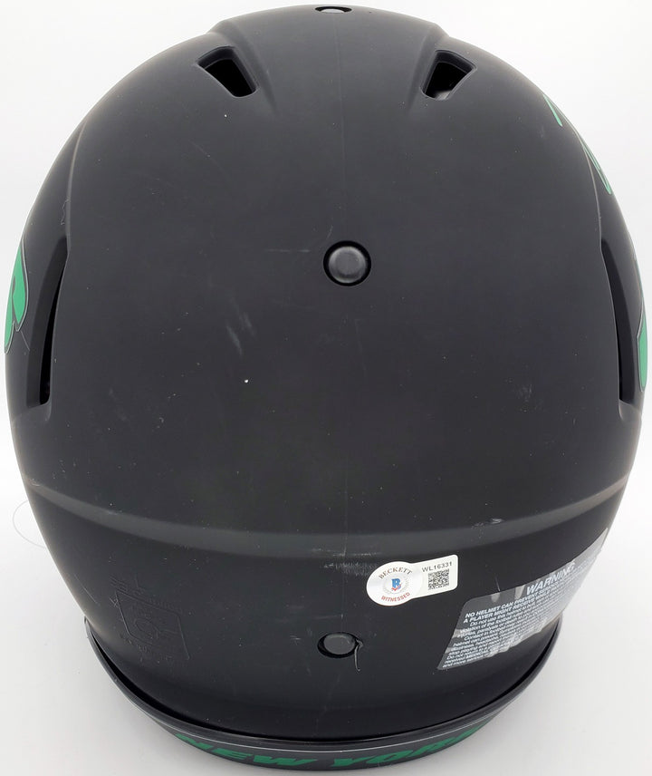 Zach Wilson Signed Jets Eclipse Black Full Size Authentic Speed Helmet Beckett