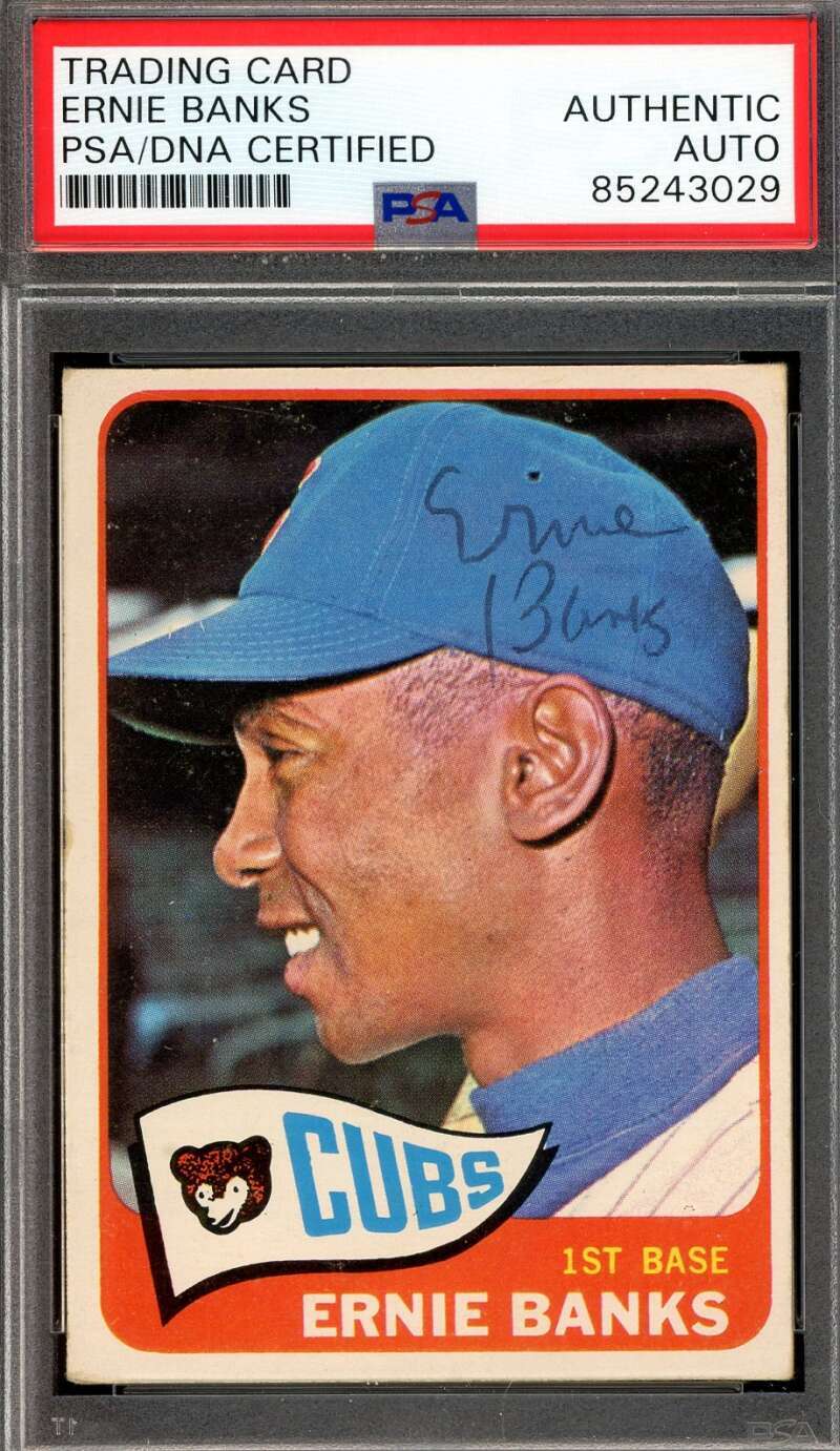 Ernie Banks PSA DNA Vintage Signed 1965 Topps Autograph