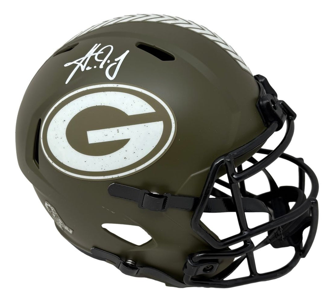Aaron Jones Signed Packers FS Salute To Service Replica Speed Helmet Fanatics
