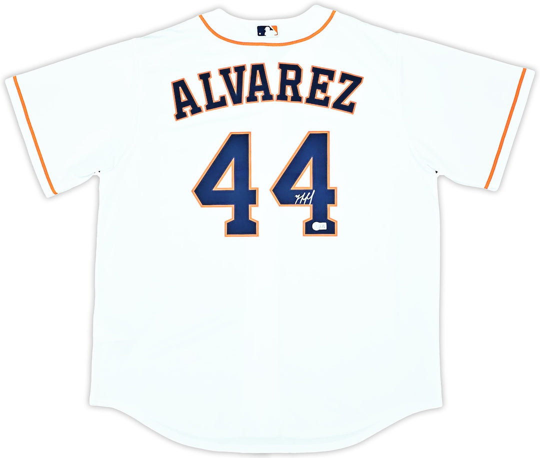 Houston Astros Yordan Alvarez Signed White Nike Jersey Size XL Beckett Wit