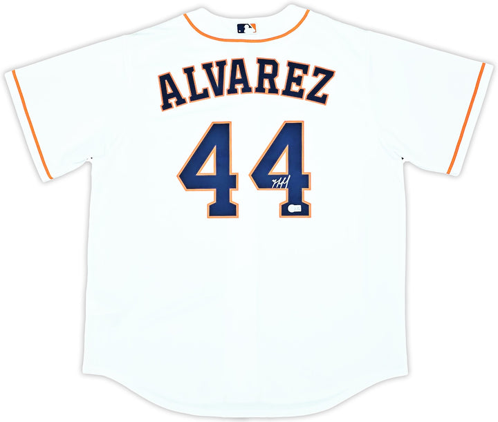 Houston Astros Yordan Alvarez Signed White Nike Jersey Size XL Beckett Wit