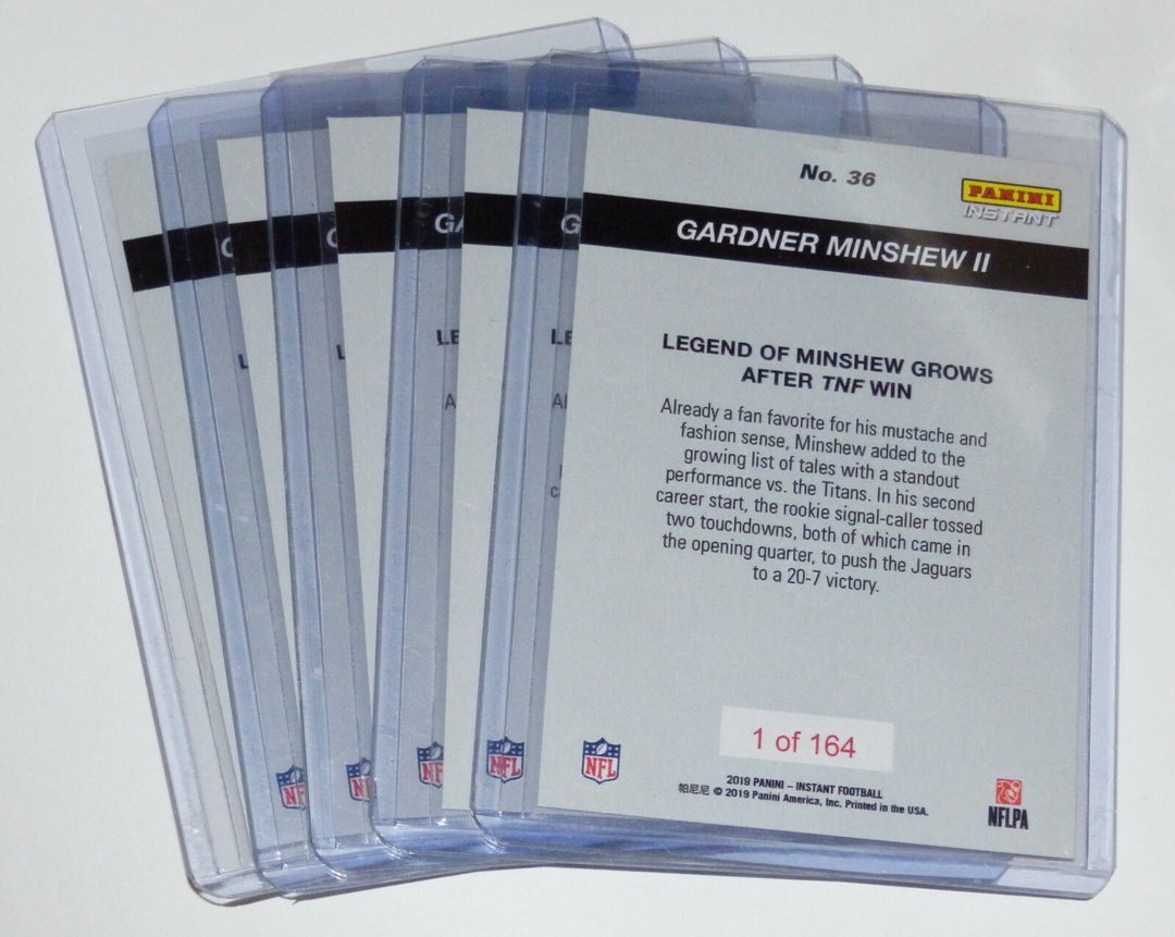 LEGEND OF GARDNER MINSHEW II GROWS AFTER TNF WIN PANINI INSTANT 9.19.99 CARD #36