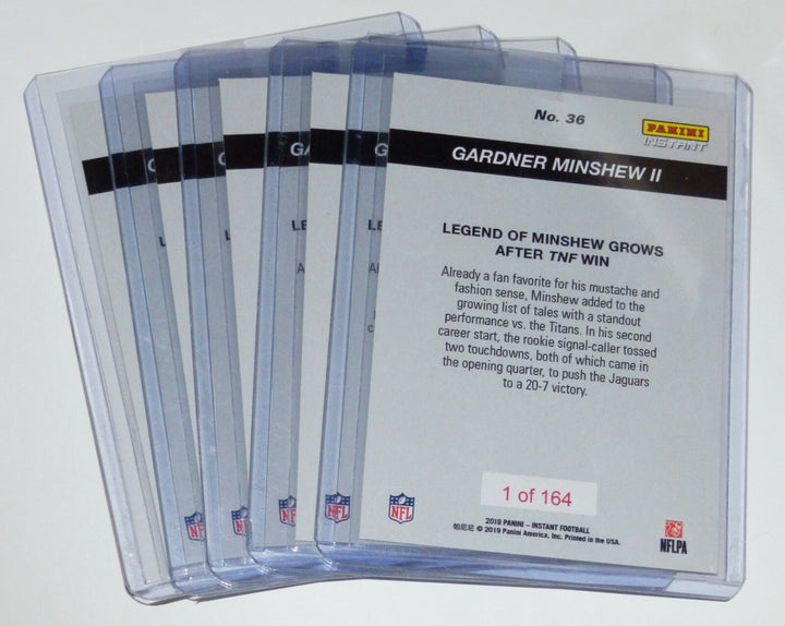 LEGEND OF GARDNER MINSHEW II GROWS AFTER TNF WIN PANINI INSTANT 9.19.99 CARD #36