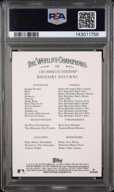 Graded 2025 Topps Allen & Ginter Shohei Ohtani 132 Baseball Card PSA 10 Gem Mint