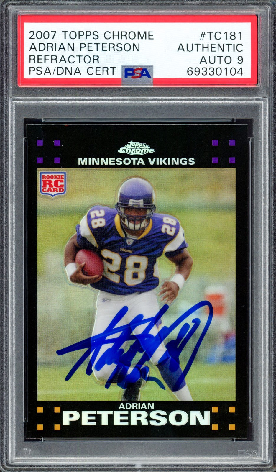 Adrian Peterson Auto 2007 Topps Chrome Refractor RC TC181 Vikings Sig 9 PSA/DNA