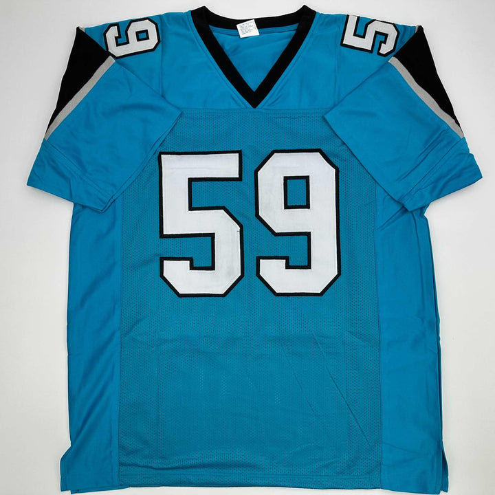 Facsimile Autographed Luke Kuechly Carolina Blue Reprint Jersey Size Men's XL