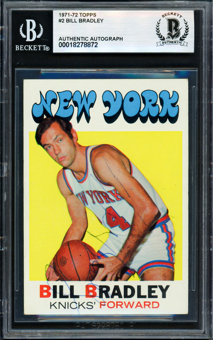 Bill Bradley Signed 1971-72 Topps Card 2 New York Knicks Beckett #18278872