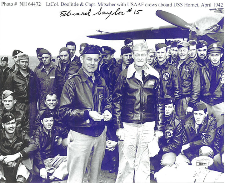 Edward/Ed Saylor signed 1942 WWII Doolittle Raiders USS Hornet 8x10 Photo - JSA