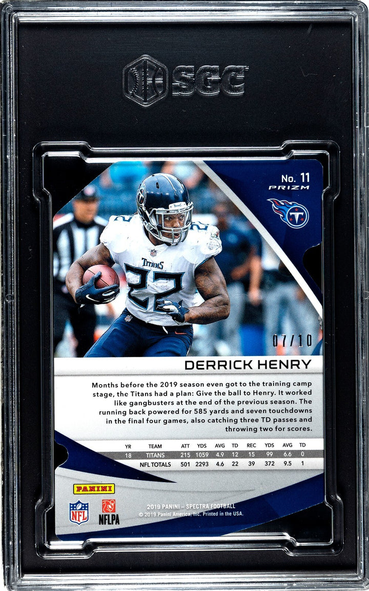Derrick Henry 2019 Panini Spectra Prizm Die-Cut Card #11- /10- SGC Graded 9.5