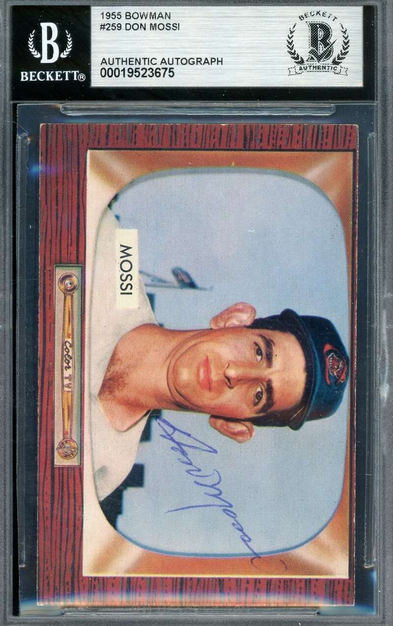 Don Mossi Beckett BAS Vintage Signed 1955 Bowman Autographed Indians